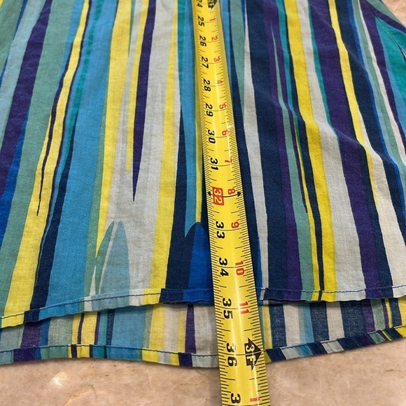 RARE Boden | Empire Waist Faux Wrap Mini Dress 100% Cotton | Blue/Yellow | Sz 4R - Picture 4 of 12